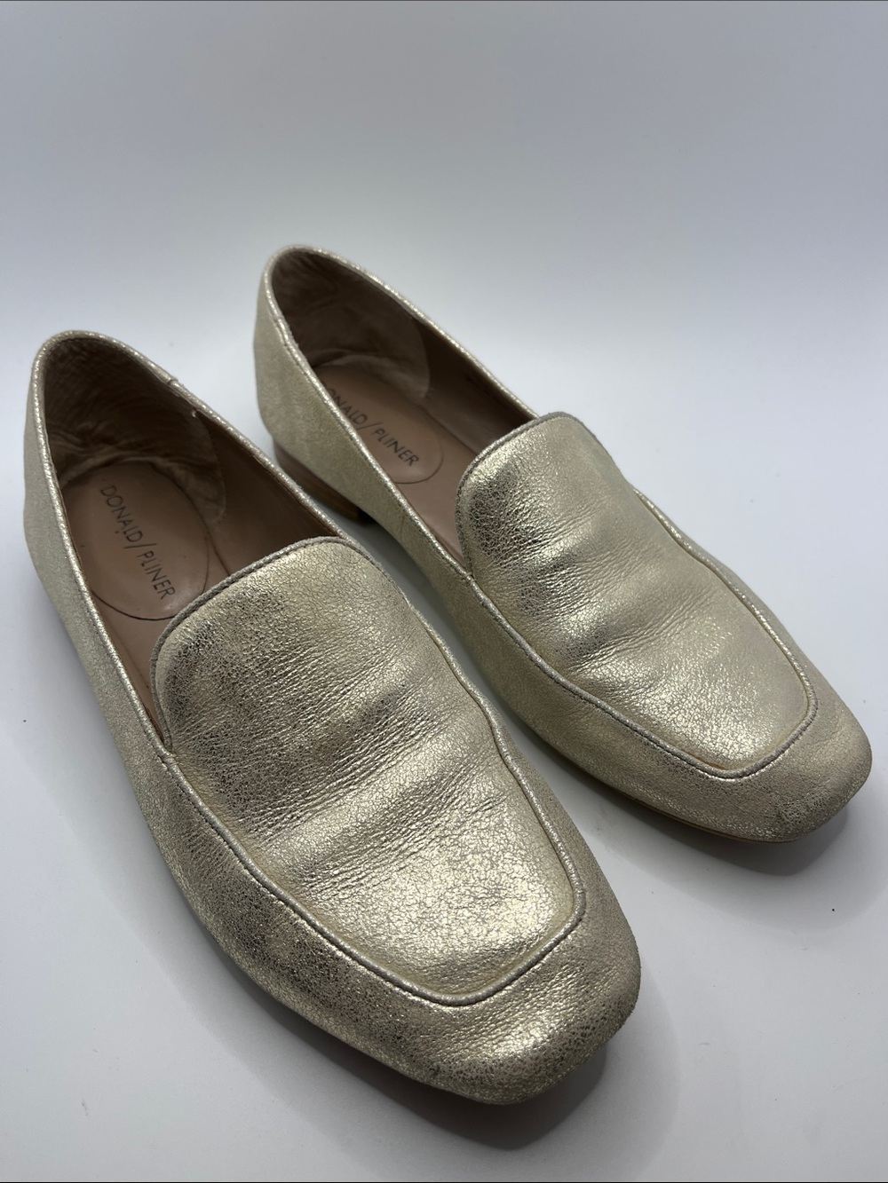 Donald J. Pliner Metallic Gold Leather Loafers - Women's